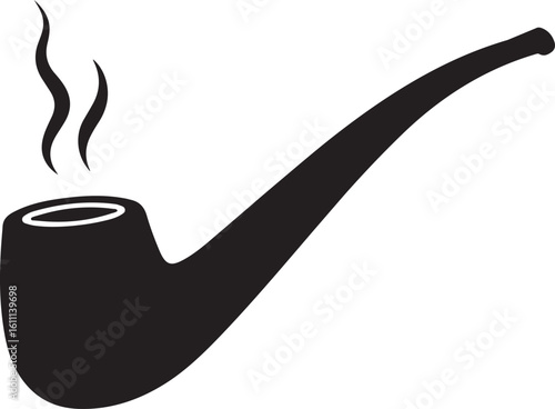 Smoking pipe silhouette icon vector, smoking pipe icon, tobacco pipe icon, smoking pipe silhouette vector isolated on white background