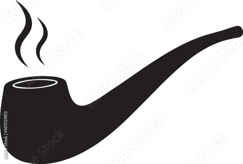 Smoking pipe silhouette icon vector, smoking pipe icon, tobacco pipe icon, smoking pipe silhouette vector isolated on white background