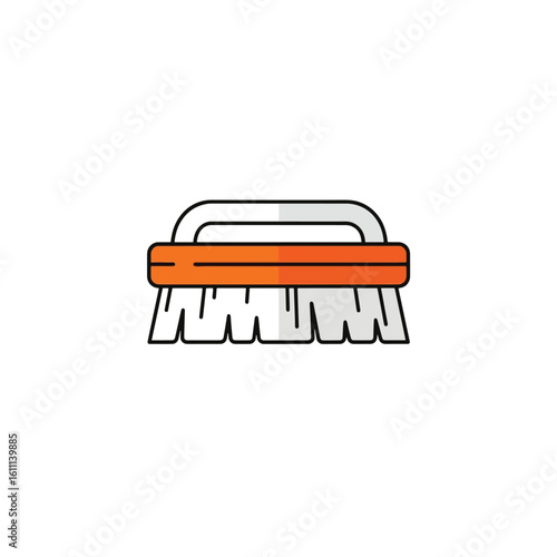 Orange Scrub Brush Icon: Cleaning & Hygiene Vector