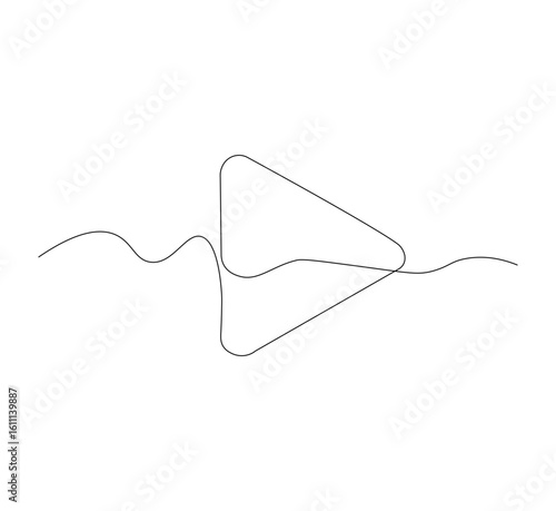 One line background play button. One continuous line drawing of play button.white background Vector illustration. Play button line icon
