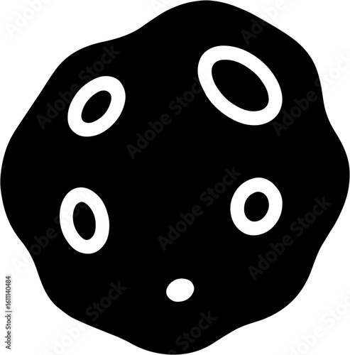 asteroid or space rock icon with crater texture in flat dark cosmic illustration