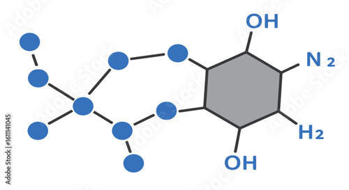 Vector Symbol of Boron Nitride (BN) – Amorphous, Hexagonal, Wurtzite, or Cubic Ceramic Compound with Molecular Background