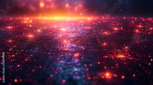 Vibrant digital logistics network with glowing interconnected nodes
