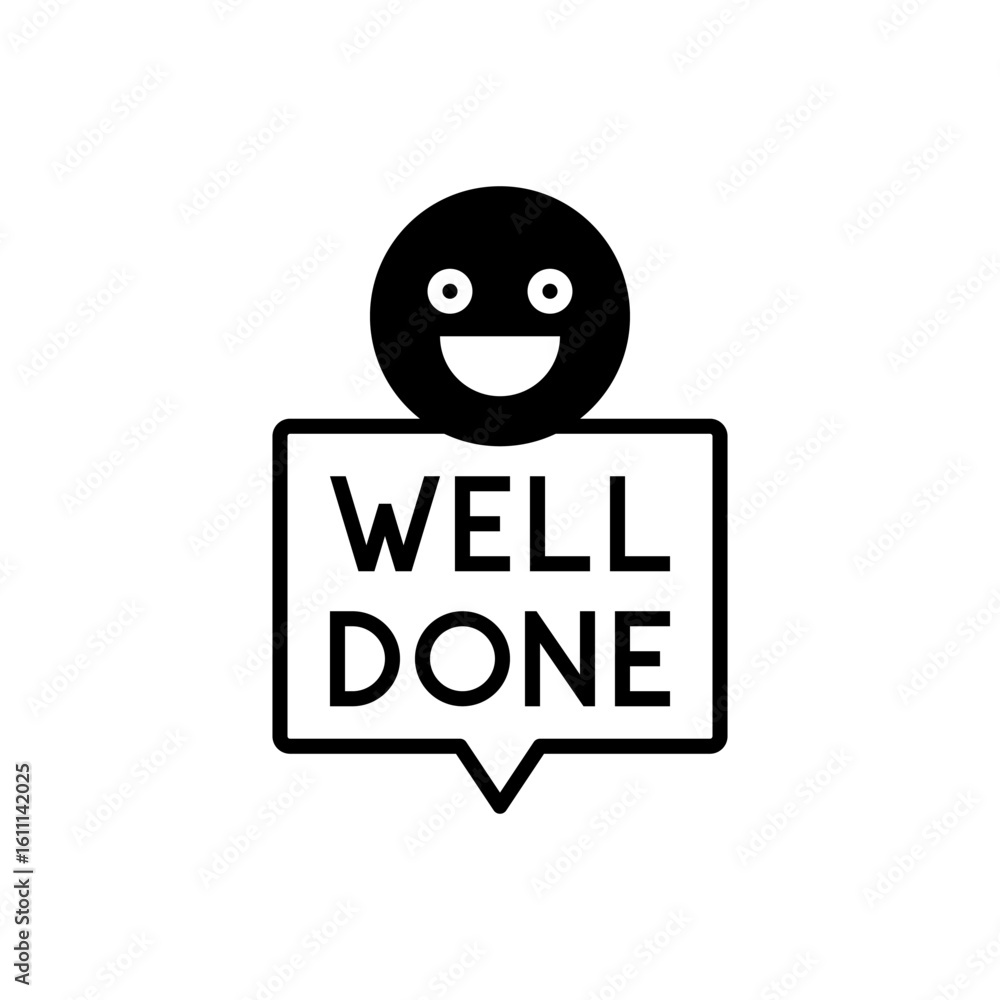 Obraz premium Well Done Box with Smiley Above Vector Illustration