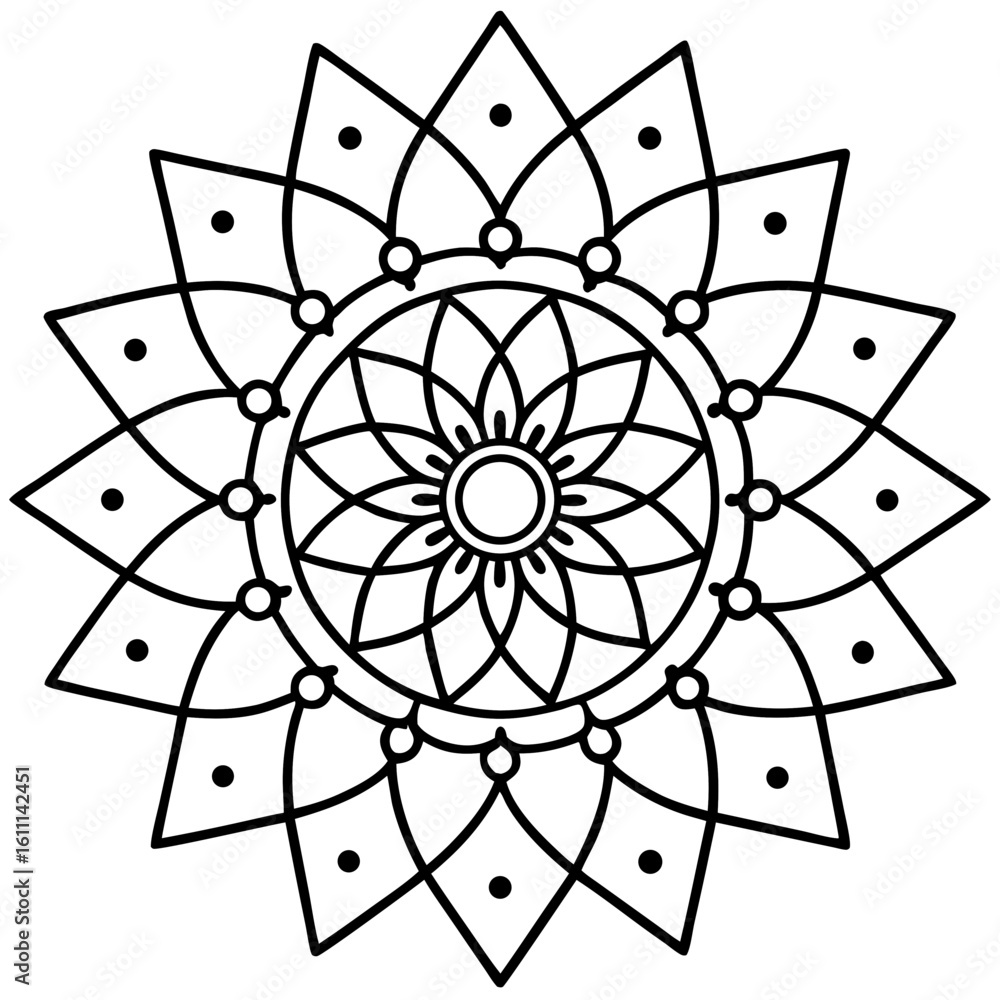 Obraz premium Geometric Mandala Line Art in Dot Style