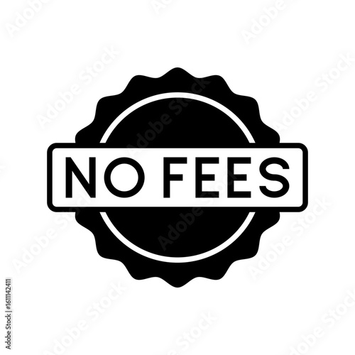 No Fees Badge with Ribbon Seal Style
