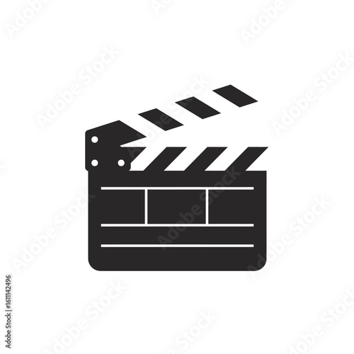 Professional Black Clapperboard Vector Graphic for Film Production and Essential Movie Making Studio Equipment