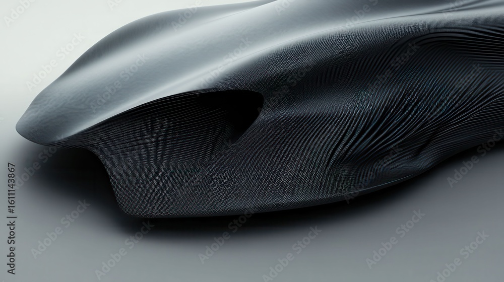Obraz premium Abstract dark form, textured surface, flowing lines.