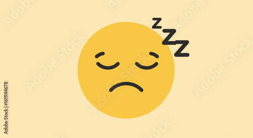 Yellow Sleepy Face Emoji Vector with ZZZ Symbols – Cartoon Tired Icon Illustration