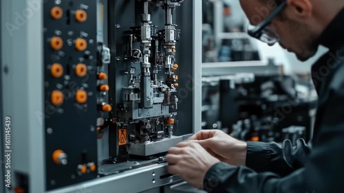 Technician working on a complex machine