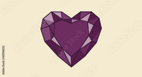 Vector Sketch of Crystal Heart – Hand-Drawn Geometric Gemstone Illustration