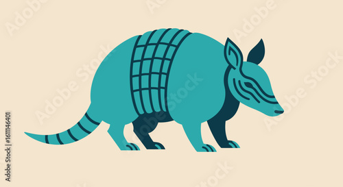 Vector Illustration of Totem Animal Armadillo – Graphic Tribal Style Drawing