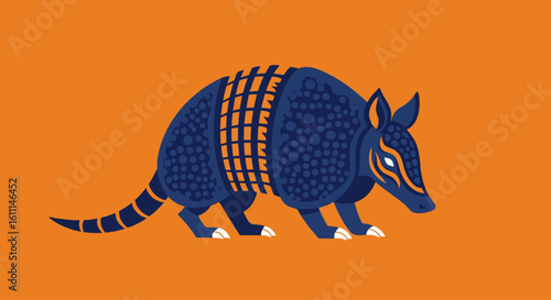 Vector Illustration of Totem Animal Armadillo – Graphic Tribal Style Drawing