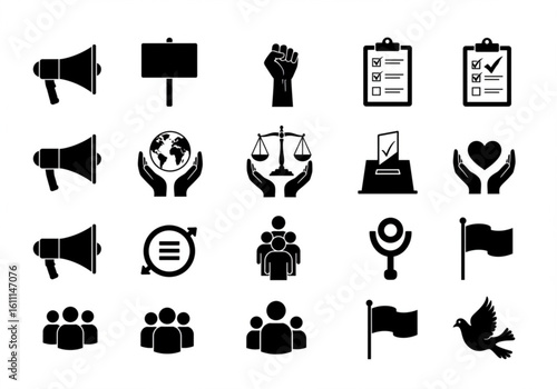 Collection of social justice and human rights icons