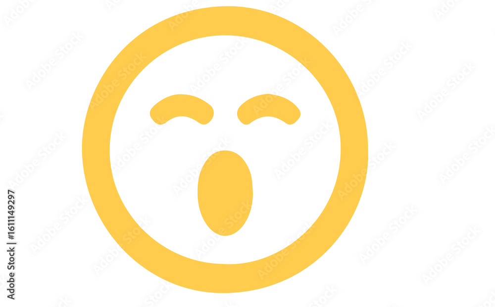 Fototapeta premium Sleepy emoji face with relaxed closed eyes and open circular mouth