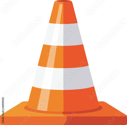 Road Safety Traffic Cone Vector Illustration on White Background