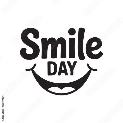 smile day typography silhouette vector arts and design