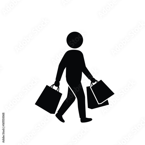 Person Walking Shopping Bags Icon Minimalist