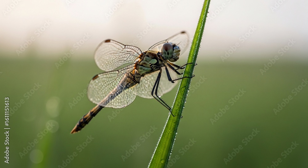 Dragonfly Resting: A Detailed Close-Up of Nature's Delicate Beauty Dragonfly Resting: A Detailed Close-Up of Nature's Delicate Beauty