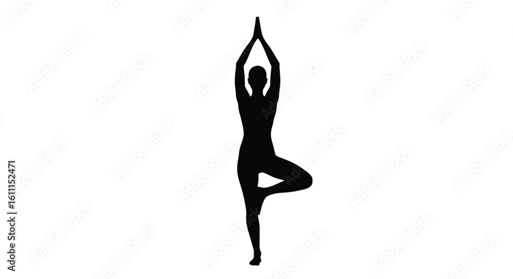 Fototapeta premium Serene Yoga Silhouette: Tree Pose