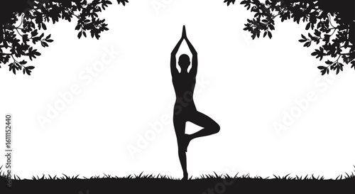 Serene Yoga Silhouette Outdoor Nature