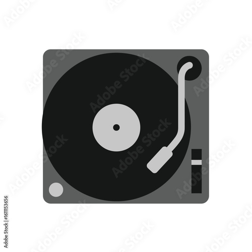 Classic Vintage Style Record Player Illustration for Music Entertainment and Audio Playback Device.