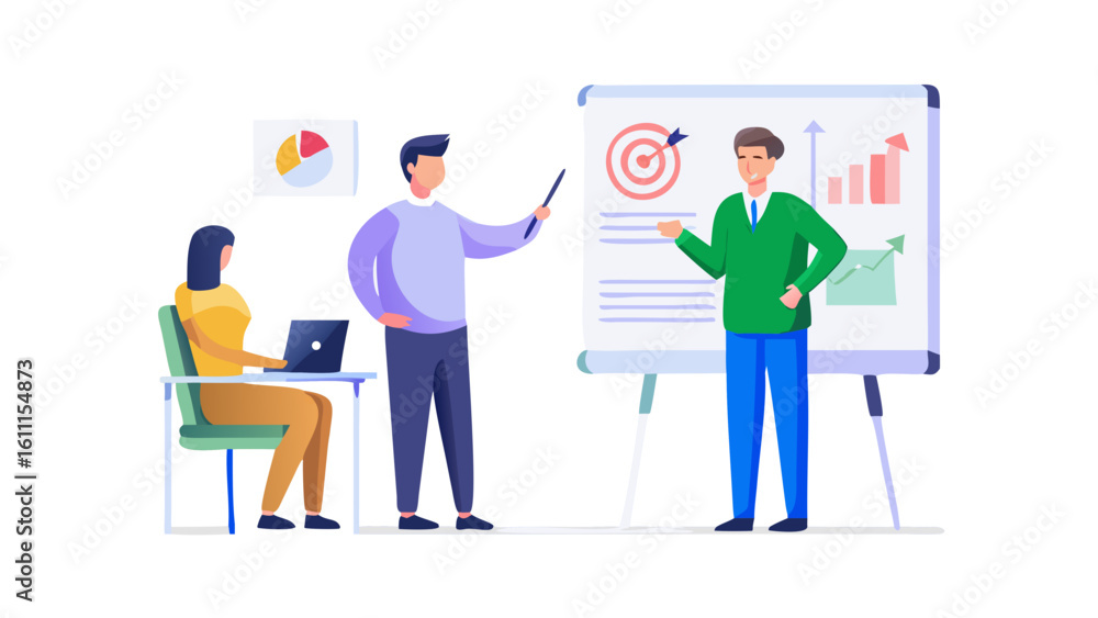 Obraz premium Goal Setting Session with Life Coach – SVG Illustration