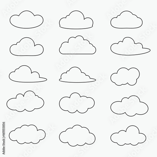 Cloud Ouline Shapes Vector Set