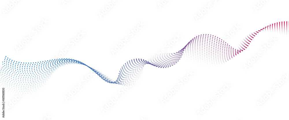 Fototapeta premium Flowing Dot Wave halftone gradient pattern on transparent background 