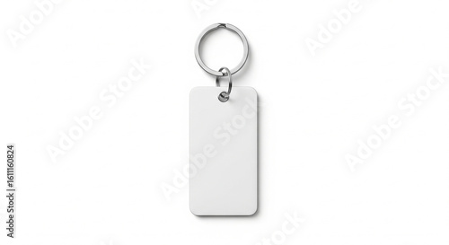 Simple keychain with blank white tag, isolated
