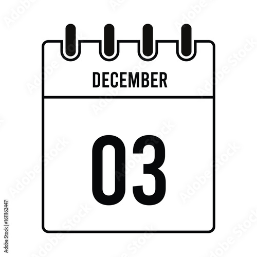 December Calendar Vector Template with Snowflakes, Winter Month Design, Minimal Layout