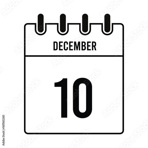 December Calendar Vector Template with Snowflakes, Winter Month Design, Minimal Layout