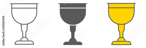 Jewish goblet icon collection, rosh hashanah and Jewish cup, chalice sign vector set graphics, editable stroke linear icon, eps 10