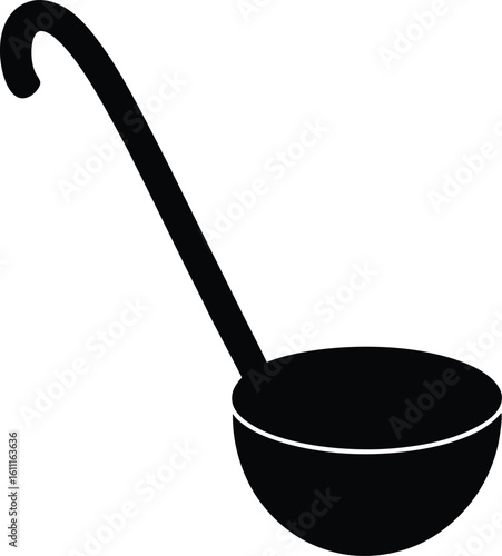 ladle icon black silhouette vector illustration on transparent background