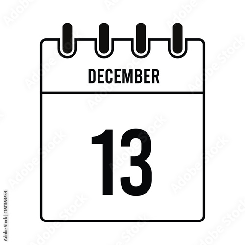 December Calendar Vector Template with Snowflakes, Winter Month Design, Minimal Layout
