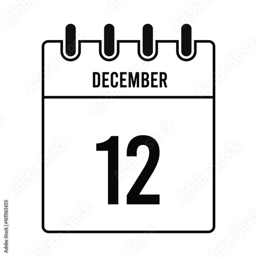 December Calendar Vector Template with Snowflakes, Winter Month Design, Minimal Layout