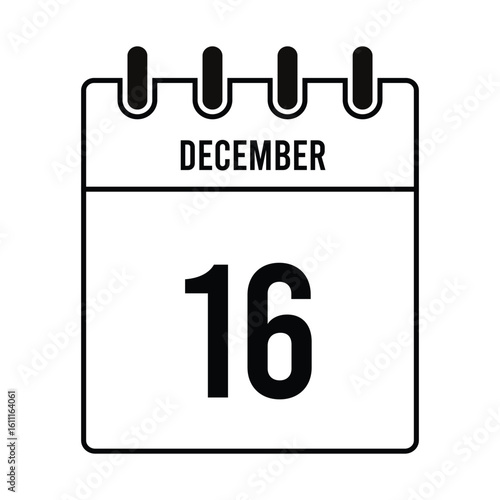December Calendar Vector Template with Snowflakes, Winter Month Design, Minimal Layout