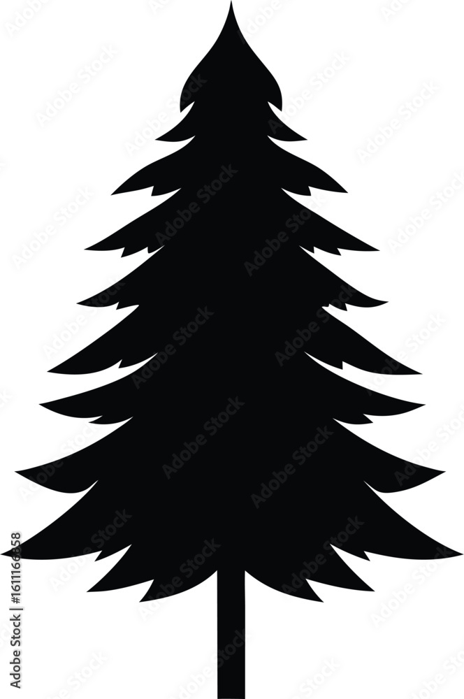Fototapeta premium pine tree icon black silhouette vector illustration on transparent background 