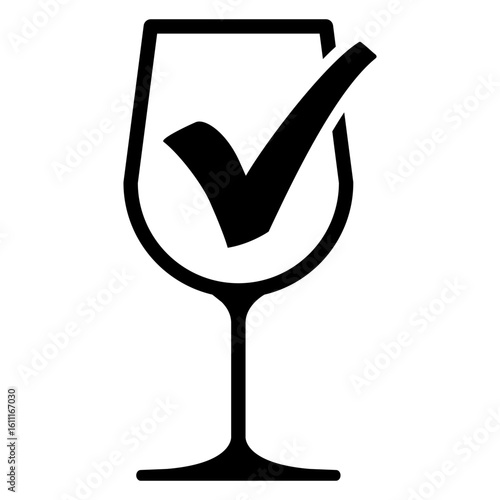 Icono copa de vino con check mark