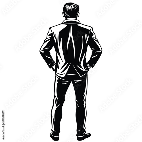Vector Illustration of a Man Standing Separately in a Minimalist Style