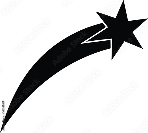 shooting star icon black silhouette vector illustration on transparent background
