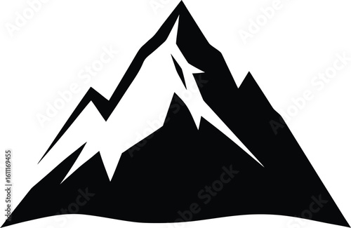snowy mountain icon black silhouette vector illustration on transparent background
