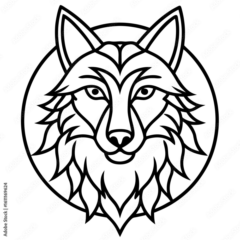 Fototapeta premium Geometric Wolf Mandala Outline Icon Design