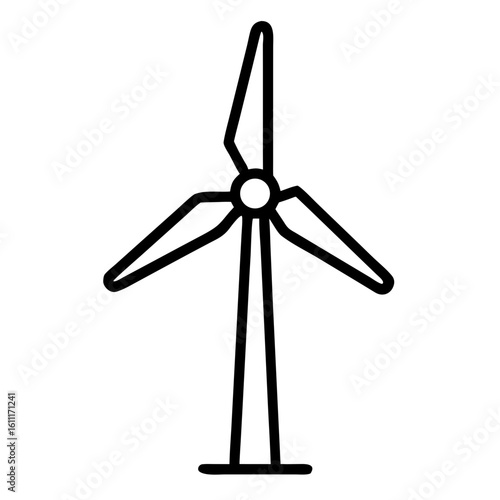 Windmill Power Outline Icon for Renewable Energy and Sustainable Concepts

