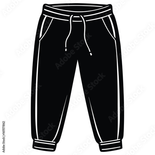 Red Sweatpants with an Isolated White Background, Vector Graphic