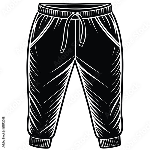 Isolated Red Sweatpants on Pure White Background, Realistic Vector Image