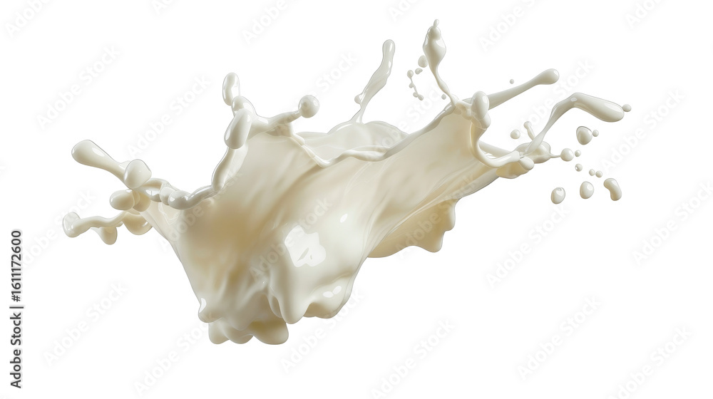 Obraz premium White cream or milk drop splash levitating on white background. Hygiene, skin care concept cut-out, clipping path, transparent