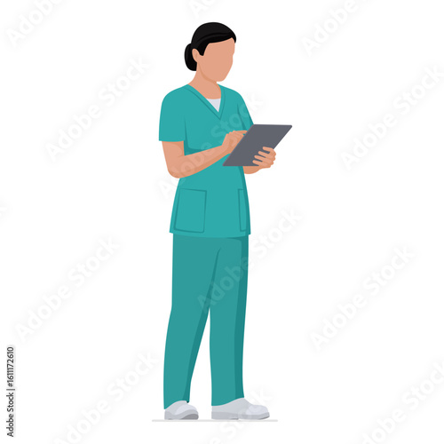 Female doctor using a digital tablet
