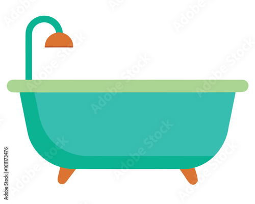 A retrostyle bathtub with a showerhead is ready for relaxation isolated on white background Ai Generated