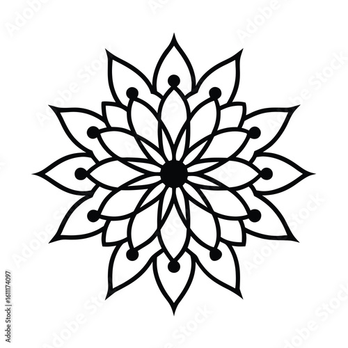 intricate floral mandala design in black and white
